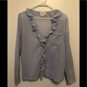 Lightweight Sezane blue and white striped blouse